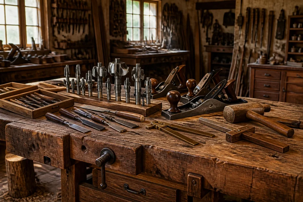 Atelier de menuiserie vintage outils de precision