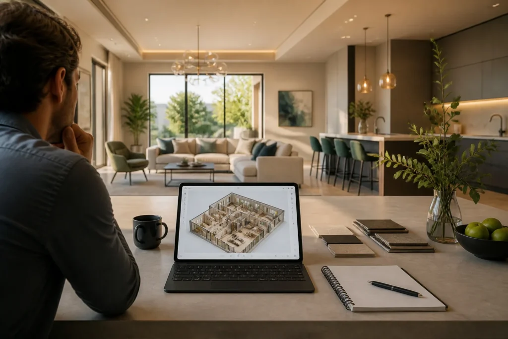 Conception dinterieur moderne sur tablette