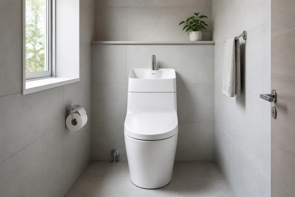 Wc moderne gain de place avec lavabo integre