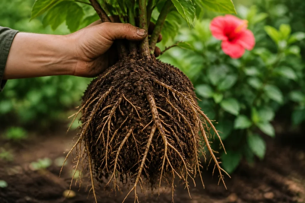 Systeme racinaire sain dhibiscus
