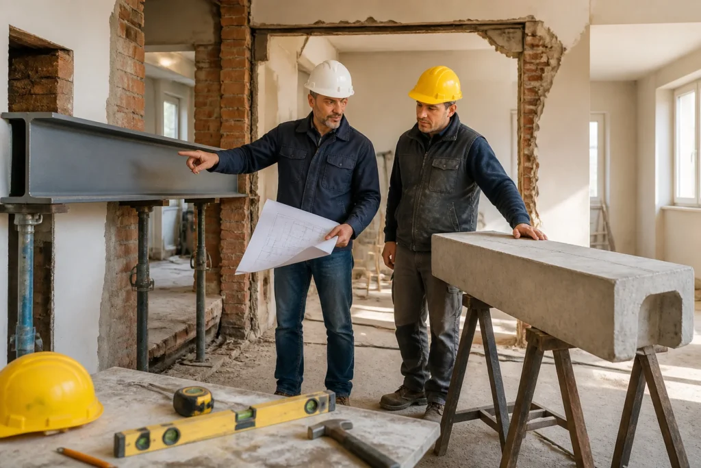 Comparaison poutre acier et linteau beton