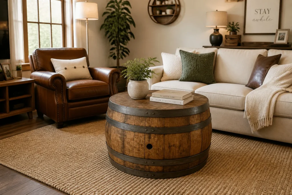 Table basse tonneau rustique et chic
