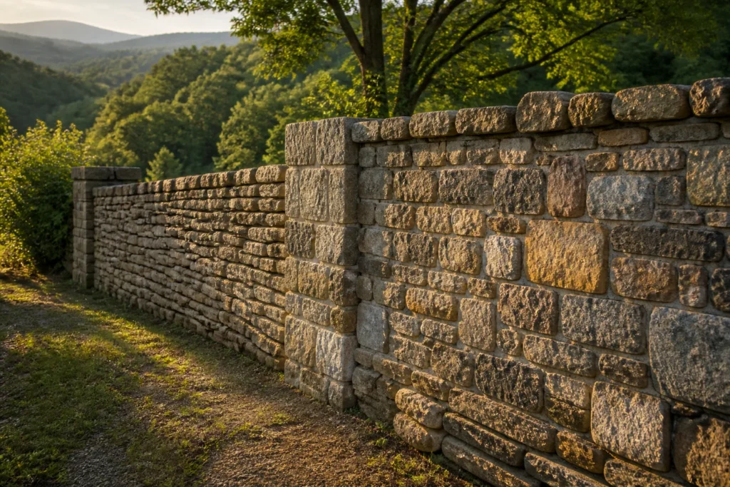Mur de pierre au soleil couchant