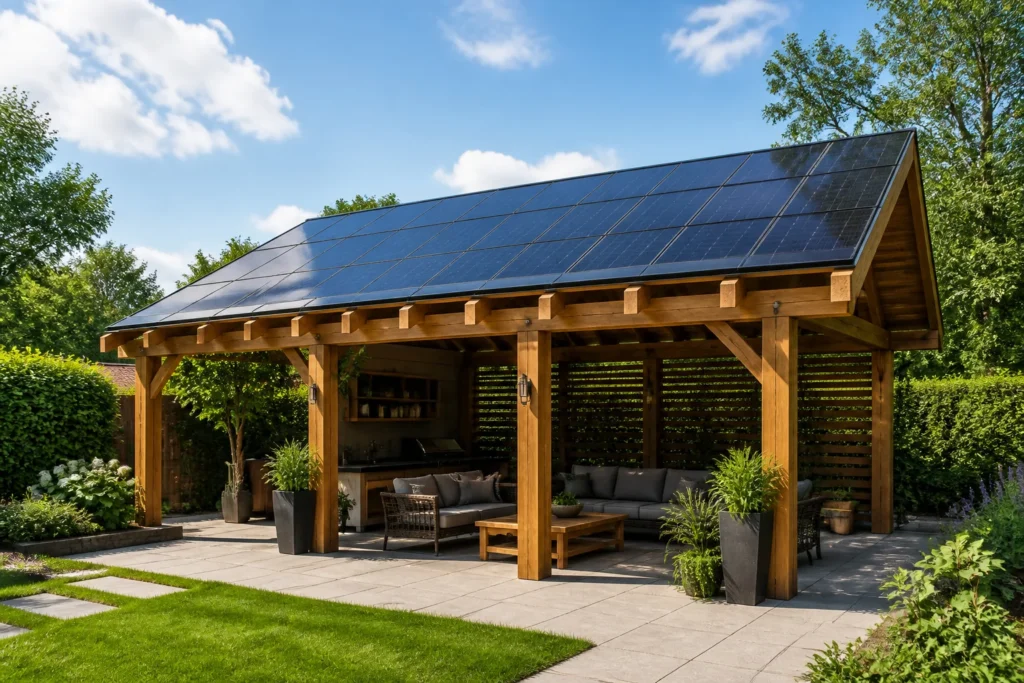 Pergola moderne avec panneaux solaires