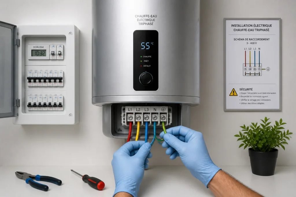 Installation chauffe eau electrique triphase