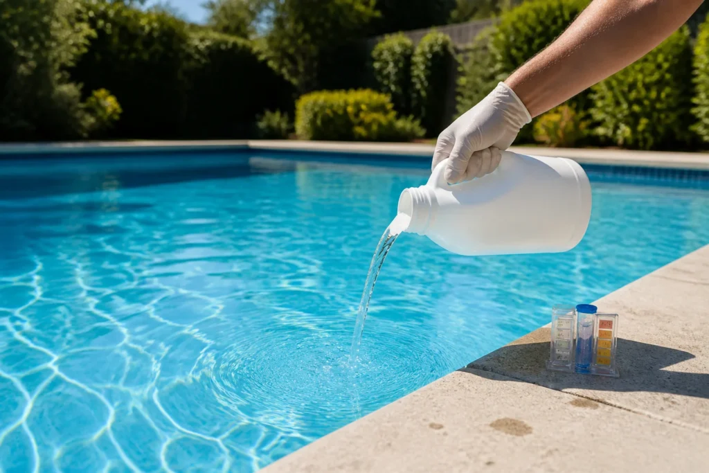 Entretien piscine ajout de produit