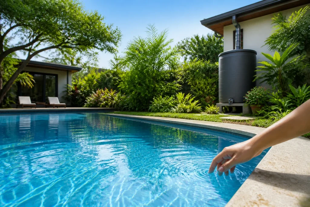 Piscine et recuperation deau de pluie