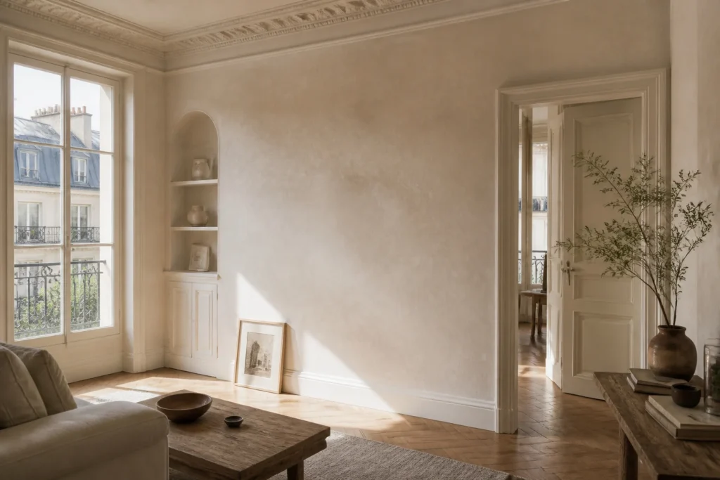 Interieur parisien a lenduit a la chaux