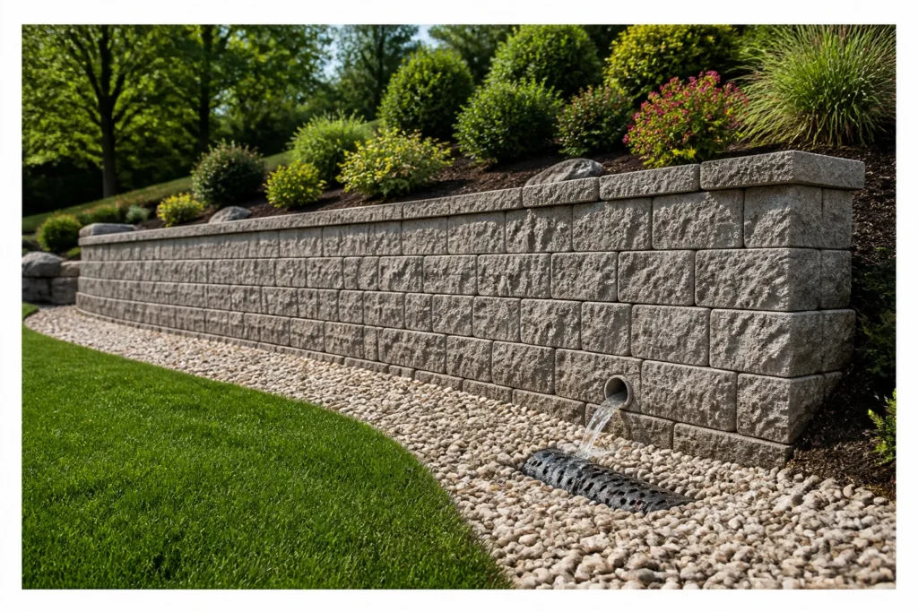 Mur de soutenement moderne avec drainage efficace