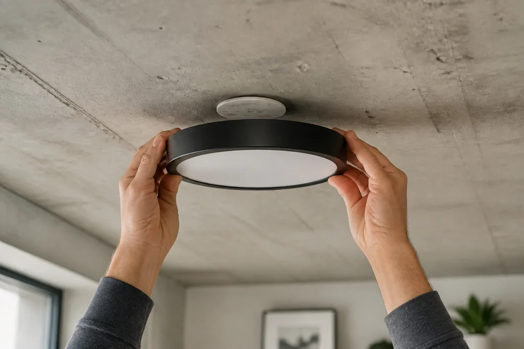 Installation luminaire led sans percage
