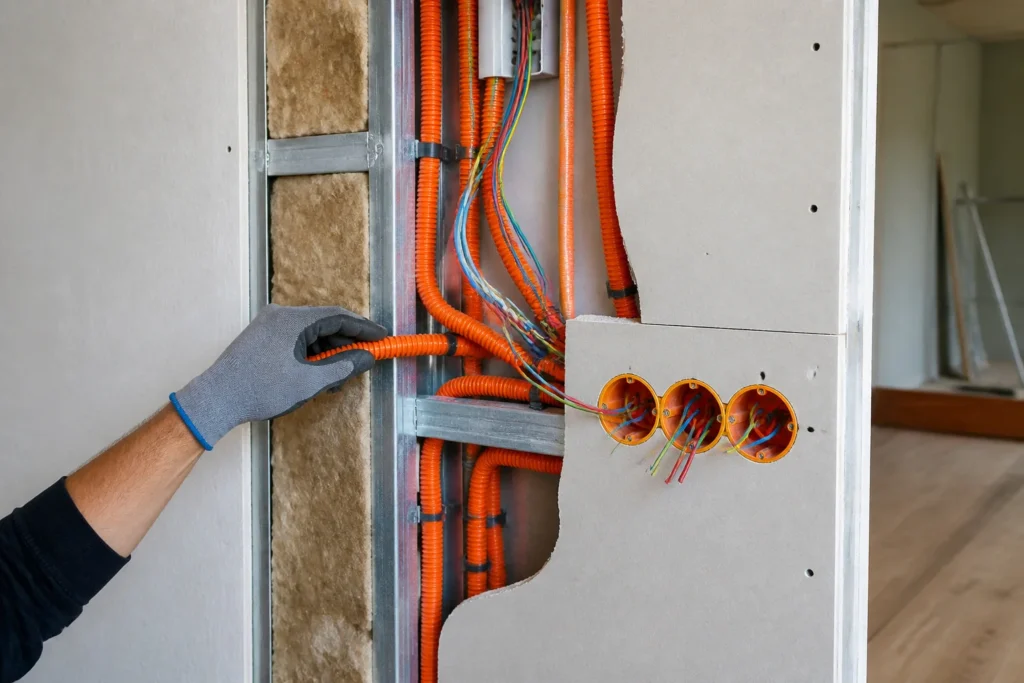 Installation electrique dans un mur en placo
