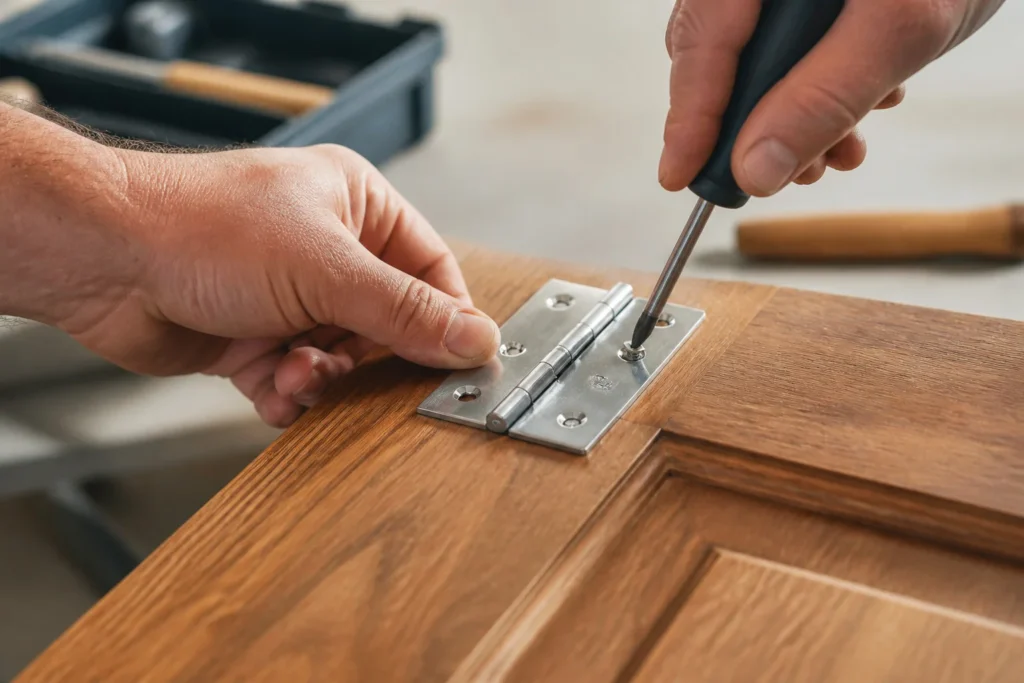 Pose de charniere sur bois